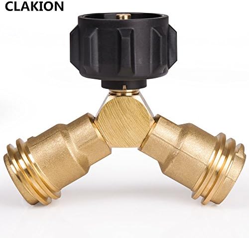 CLAKION Brass Propane Y-Splitter Tee Adapter Connector with 1-Male QCC and 2-Female QCC for Propane Appliances, Heater, BBQ Grill