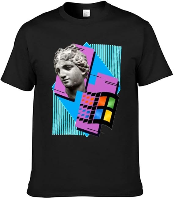 Amazon Vaporwave カジュアルラウンドカラー軽量コットンメンズ夏半袖tシャツ Tシャツ カットソー 通販