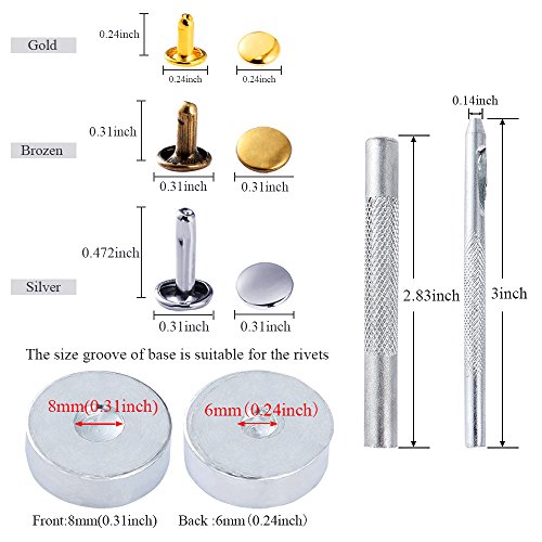 5 Caydo+Leather+Rivets+Tubular+Gunmetal