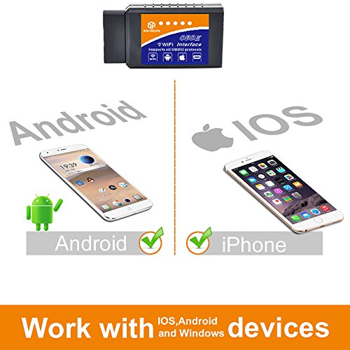 wsiiroon Car WiFi OBD 2, Wireless OBD2 Car Code Reader Scan Tool,Scanner Adapter Check Engine Diagnostic Tool for iOS Apple iPhone iPad Air Mini iPod Touch & Andorid