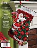 Bucilla 18-Inch Christmas Stocking Felt Applique Kit, 86142 Santa Poinsettia Tree
