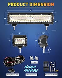 NAOEVO 12Inch 420W LED Light Bar 2PCS 4Inch 120W