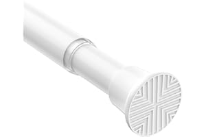 SISELBA Spring Tension Curtain Rod 32-76 inch, Adjustable Expandable Tension Curtain Rod No Drilling, Tension rods for Window Doorway Kitchen Curtain, White