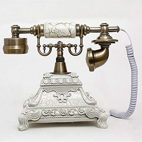 XICHEN Resin Imitation Copper Vintage Style Rotary Retro Old Fashioned Rotary Dial Home and Office Telephone Classic White