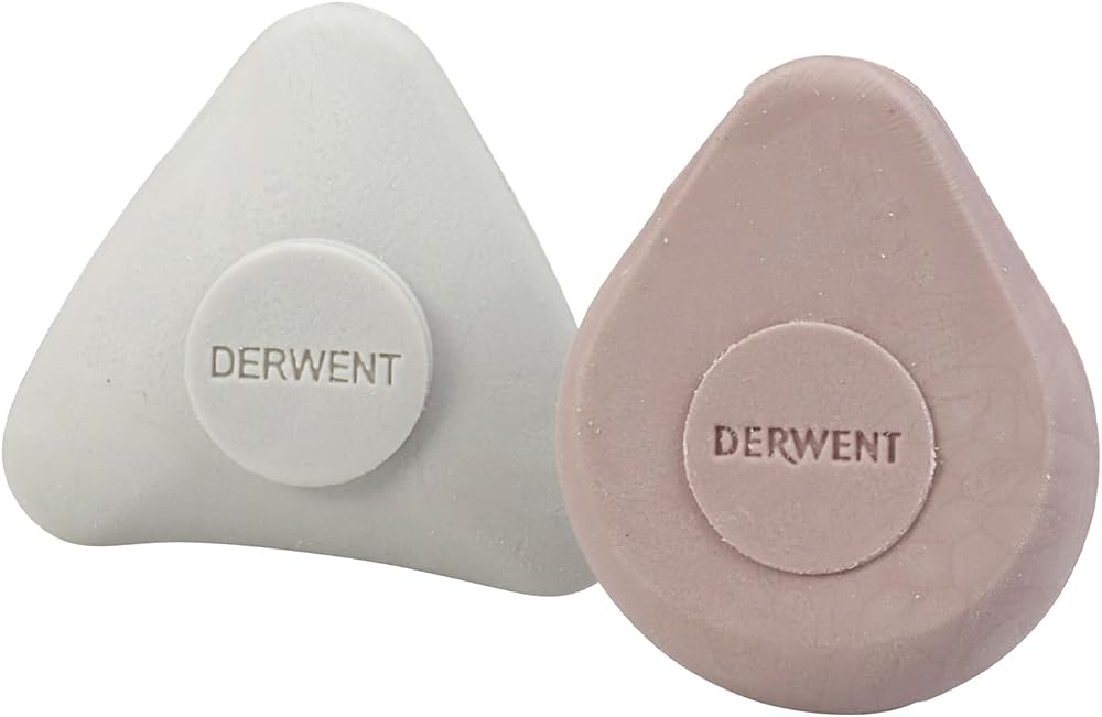 Derwent Shaped Eraser Set of 2 Multi-Colour Grey Taupe