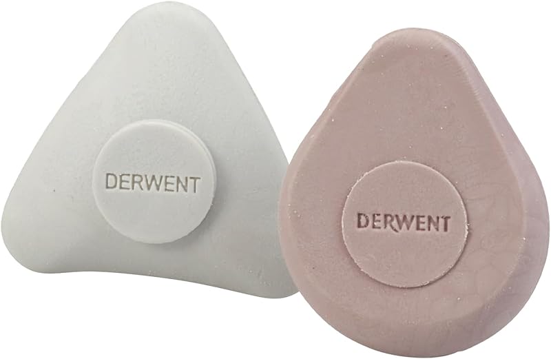 Derwent Shaped Eraser Set of 2 Multi-Colour Grey Taupe