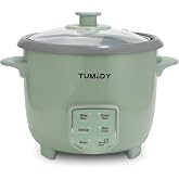 3 Cups Rice Cooker Small, 6-Cup Cooked, Rice Maker with Steamer Tray, Green | Nonstick Inner Pot, 6-Cups Cooked/3-Cups Uncooked, Automatic Keep Warm, Cooks Oatmeal, Quinoa &amp; Grains, Easy to Clean