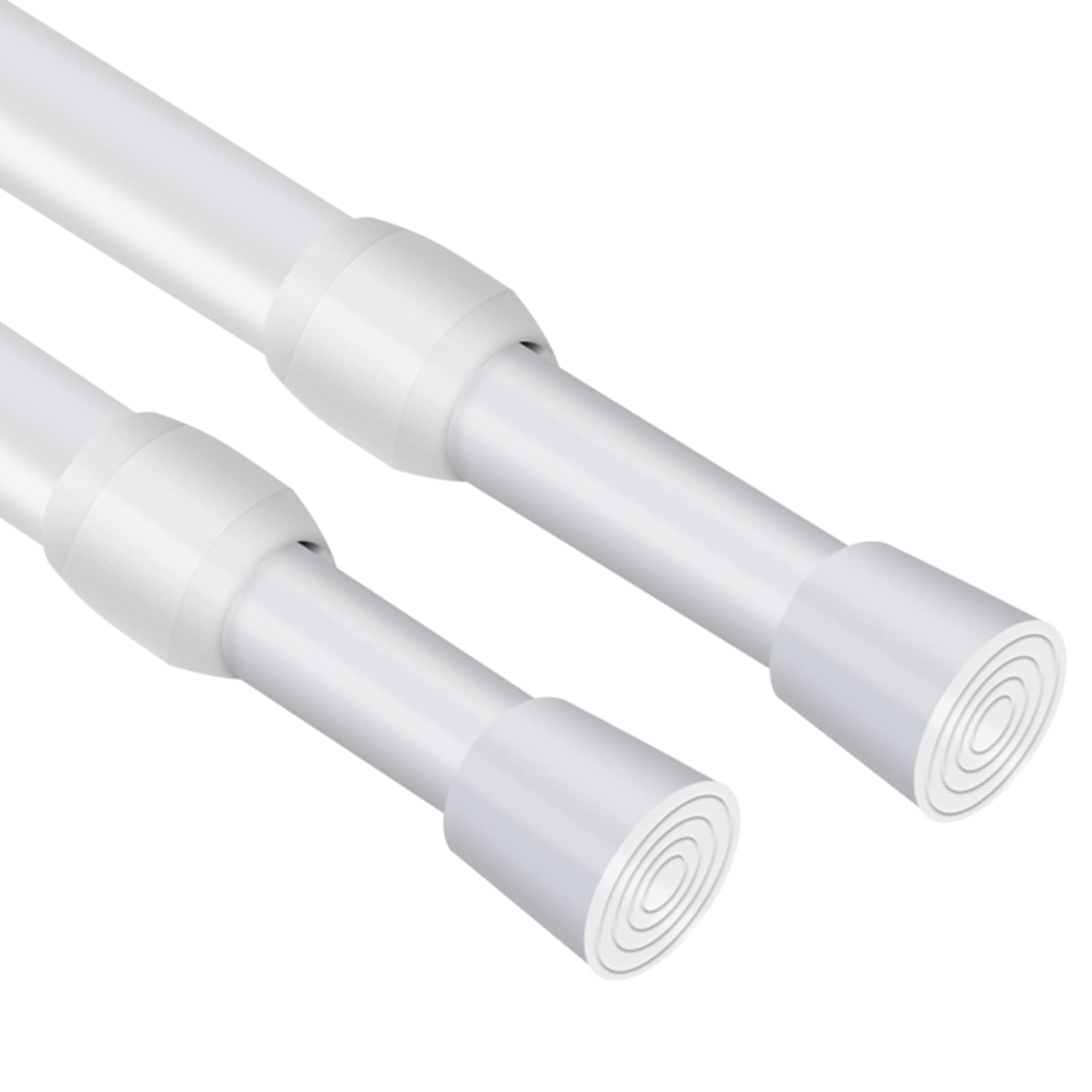 Vista 135-250cm Tension Rods for Curtains without Drilling Curtain Poles Extendable Curtain Rod Adjustable for DIY Projects, Cupboard, Kitchen, Bathroom, Bookshelf, Wardrobe, Window, 2 Pack White