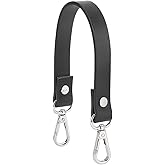 WADORN Cowhide Leather Purse Handle Strap, 13 Inch Short Leather Handbag Handle Strap Replacement Bucket Bag Top Handle DIY Bag Making Accessories for Wallet Tote Shoulder Bag Crochet Pochette, Black