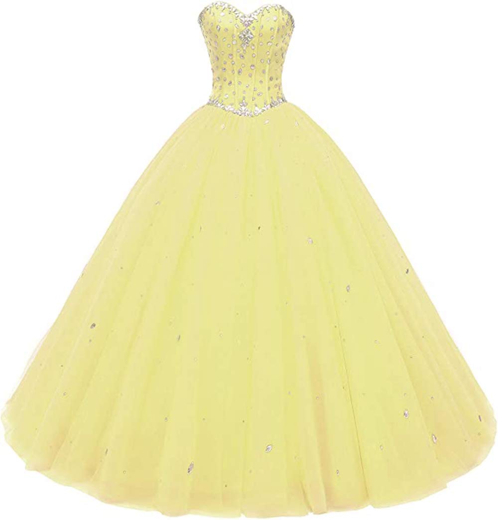 Sweetheart Quinceanera Ball Gowns Yellow Party Prom Dresses for Women
