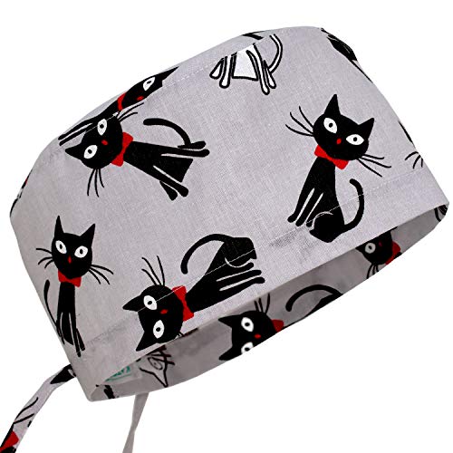 Women's and Men's Scrub Cap Scrub Hat One Size Multiple Color Cats (Gray) - Thumbnail 5