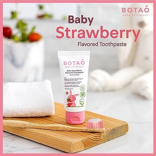 BOTAO Fluoride Free Baby Toothpaste Strawberry Flavored Organic Training Natural Toddler