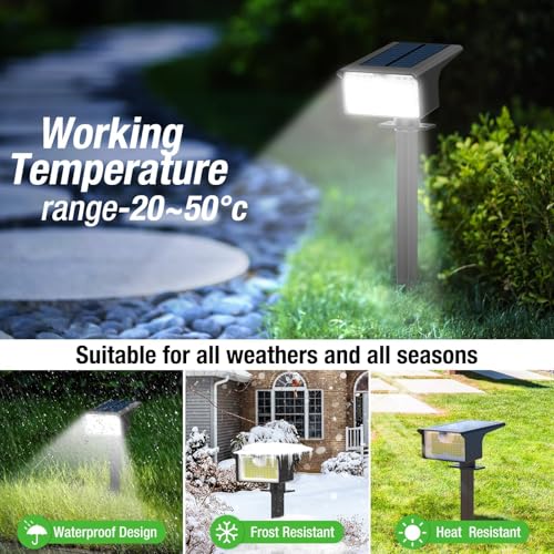 nipify Set of 3 Solar Motion Detector Lights, 62 LED Solar Outdoor Spotlight 3 Modes Outdoor Lighting Solar Light, Waterproof IP65 Solar Light for Garden, Pathway, Pathway, Cold White
