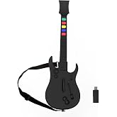 DOYO PC Guitar Hero Controller, Wireless Guitar Hero Guitar for PC and PS3 PlayStation 3 with Dongle, Compatible with Clone Hero, Rock Band Guitar Hero Games (Black)