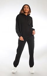Light & Shade Women's Fleece Joggers Drawstring Waist Black XL view 2