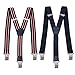Bundle Monster Mens 2pc Heavy Duty Y-Back Adjustable Suspenders - blue/stripes