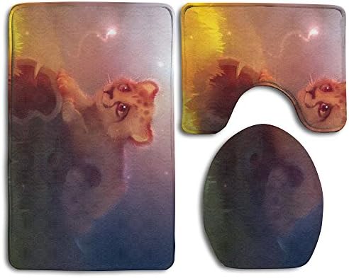 Watercolor Animals Bathroom Outline Carpet Set Toilet Rug Bath Tub Bath Pad Bathroom Absorption Slip-On Bathroom Rug