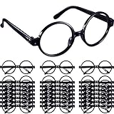 Shappy 48 Pack Black Plastic Wizard Glasses Round Glasses Frame Kid Favor Costume Party Supplies, Halloween Costumes Glasses Set
