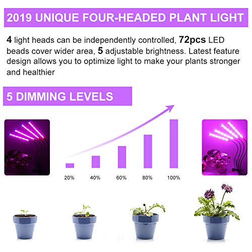 image for Duomishu Upgraded Grow Light, 4 Heads 72pcs LEDs Plant Light for Indoo