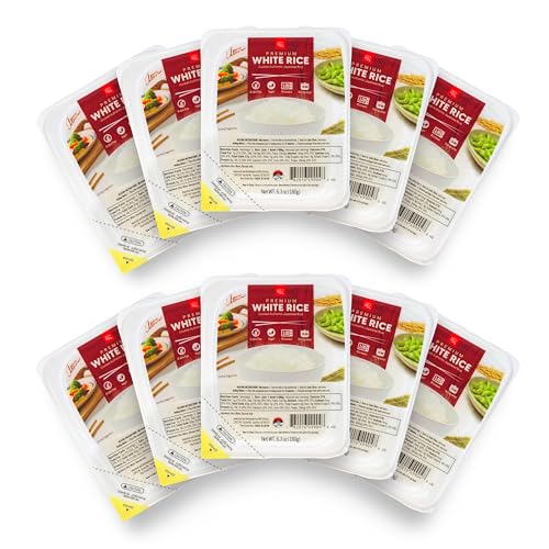 IRIS INSTANT WHITE RICE (10 PACK), ULTRA PREMIUM JAPANESE SHORT GRAIN SUSHI STICKY RICE, MICROWAVE FOR 80 SECONDS (1.2 MINUTES), GLUTEN FREE VEGAN, GROWN POLISHED AND PACKED IN JAPAN