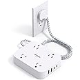 Surge Protector Power Strip, 5Ft Extension Cord with 4 USB Ports(2 USB C), 4 Widely Outlets Extender, Wall Mount, Desk Charging Station for Office, School, Travel and College Dorm Room Essentials