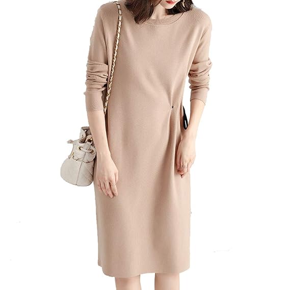 Amazon シロイワ ニットワンピース ロング ワンピース チュニック