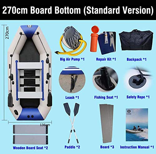GNZM Aufblasbare KajaksSchlauchboot4 Person 270cm PVC Schlauchboot Ruderboot Kajak Beiboot Fischerschiff Hovercraft Kanu… – Bild 5