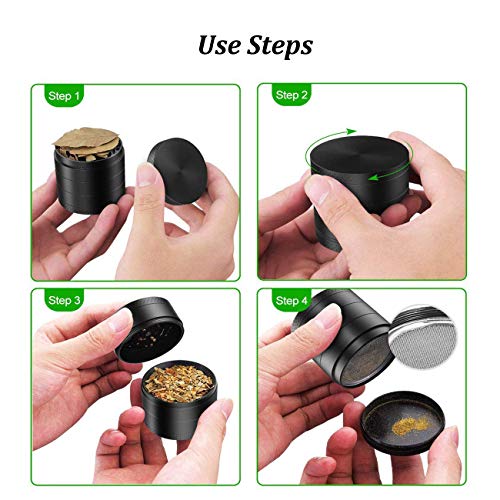 SmallDot [Large 5 Pieces, 2.5"] Spice Herb Grinder with Pollen Catcher & Bonus Brush, Two Filtration Mesh Screens - Thumbnail 2