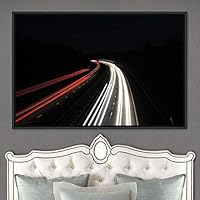 Framed Canvas Wall Art Light Exposure Colorful Industrial Lights Multicolor Neon Photography Places Portrait Realism - 16x24 inches