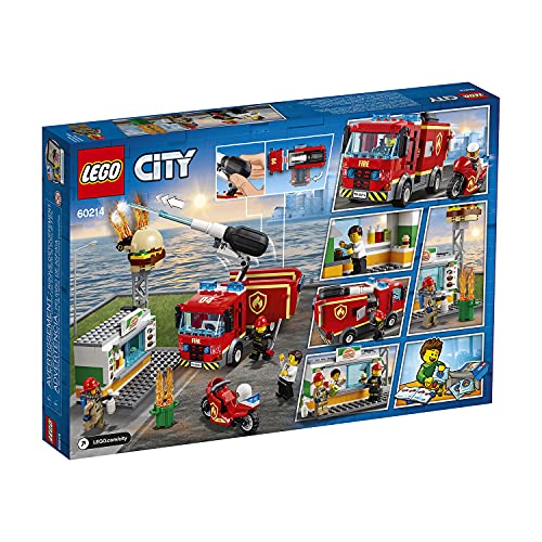 LEGO City Fire Burger bar Rescue Truck Toy, Burger bar Minifigures