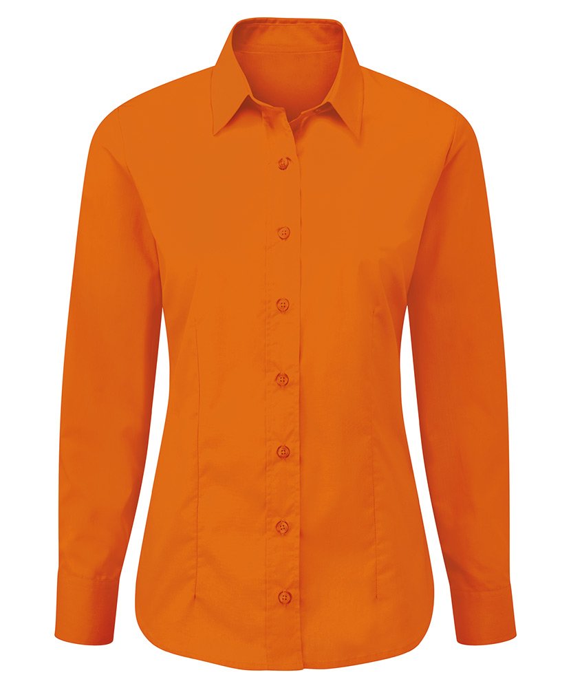 Alexandra STC-NF90OR-26 Easy-care Women's Long Sleeve Shirt, Plain, 65% Polyester/35% Cotton, Size 26, Orange