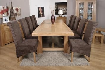 Monaco Chunky Solid Oak Furniture Extra Large Dining Table Ten