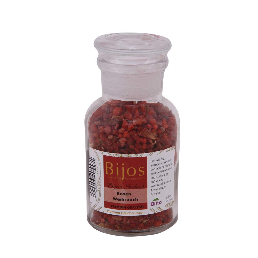 Bitto BiJos Select Incense in 125 ml Glass Bottle, Rose Incense, Premium Quality, Relaxing and Uplifting
