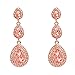 NLCAC Tear Drop Earrings Women Wedding Crystal Earrings Tiered Drop Earrings (rose gold)