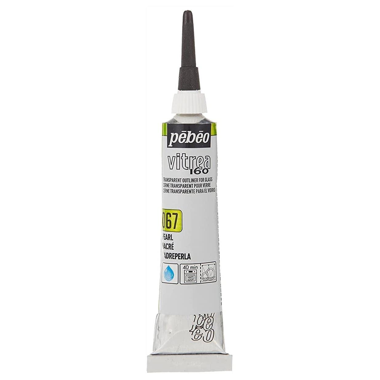 PEBEO Vitrea 160 Glass Paint Outliner 20-Milliliter Tube, Pearl,Pearl, 114067