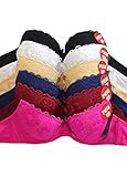 WHITE APPAREL Women's Full Cup Push Up Lace Bras (Pack of 6)