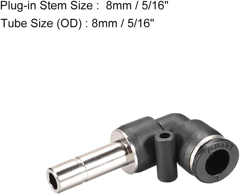 sourcing map Push to Connect Tube Fitting Plug-in Elbow Pneumatic Air Push Fit Lock Fitting 8mm Tube OD X 8mm Tube Stem 3pcs - Image 4