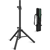 Vondynote Tripod Speaker Stand Short 33.5"-53.5" PA DJ with a Carrying Bag | Single, Adjustable Height, Slim Mini, PA DJ Speaker Stand