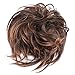 Tousled Updo Messy Bun Hair Piece Scrunchies Synthetic Wavy Bun Extensions Rubber Band Elastic Scrunchie Chignon Instant Ponytail Hairpiece for Women #30T4 Dark Auburn & Medium Brown