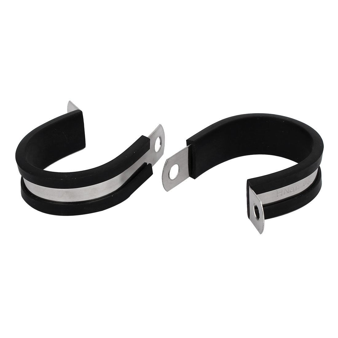 Sourcingmap 32mm Dia EPDM Rubber Lined P Clips Cable Hose Pipe Clamps Holder 2pcs