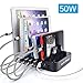 USB Charging Station,Asltoy 50W 6 Ports Charging Station Multiple USB Charger Desktop Charging Stand Organizer Cell Phone Docking Station (6 Ports Black)