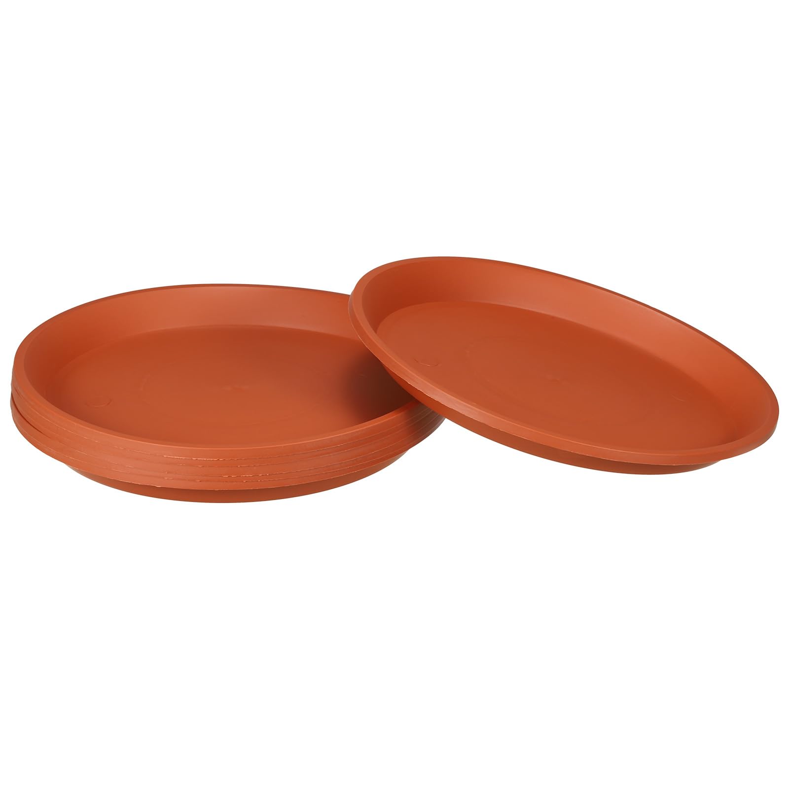 PATIKIL Plant Saucers 9 Inch, 6 Pack Round Plastic Flower Pot Thicker Plant Drip Tray for Indoors Outdoors Home Garden, Terracotta