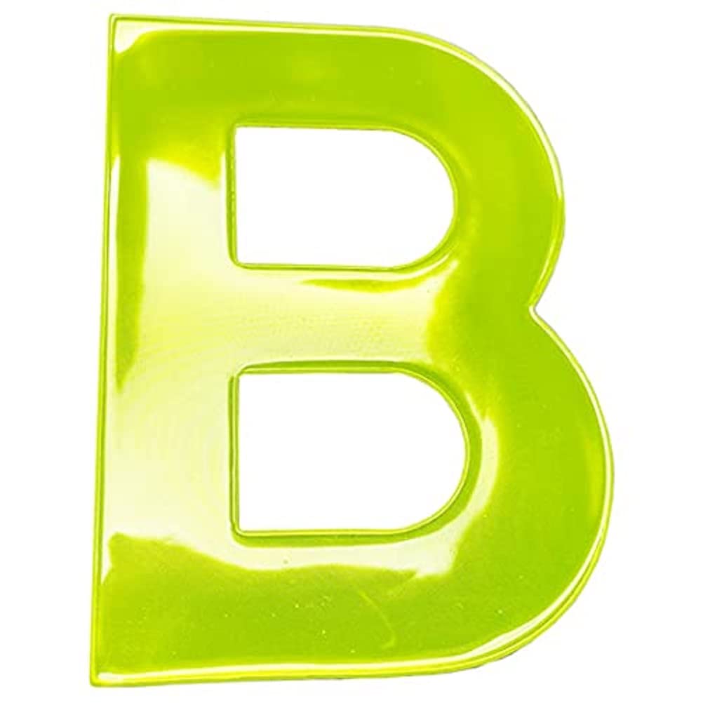 Merriway BH05611 (2 Pcs) Yellow High Visibility Reflective Plastic Stick-On Wheelie Bin Post Box Crate Dust Bin Letter 75 mm (3 Inch) Letter B - Pack of 2 Pieces