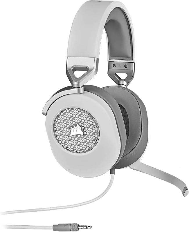 Corsair hs65 surround multiplataforma com fio para jogos - dolby 7.1 surround sound - sonarworks soundid - compatível com icue - pc, mac, ps5, ps4, xbox, nintendo switch, mobile - branco