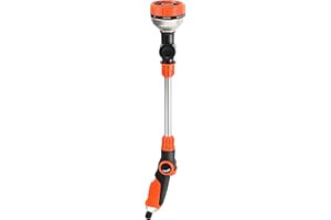 18 Inch Metal Garden Hose Nozzle Wand with 8 Spray Patterns Thumb Flow Control & 180° Rotating Spray Angle Adjustable Waterin