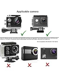 vvhooy Cámara de acción recargable de 3 x 1050 mAh con doble cargador de batería USB para cámara de acción 4K akaso ek7000 Tecark Eken Apeman fitfort Tec. Frijol DBPOWER amuoc camkong