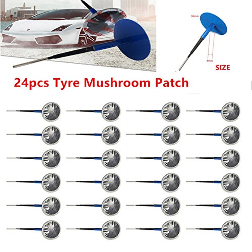 SRXTZM Car Motorcycle Truck Tire Repair Kit Tyre Puncture Repair Wired 4mm Mushroom Plug Patch - Box of 24 (36mmx4mm)