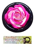 Jittasil Hand-Carved Soap Flower, Pink White Rose, Two-tone in wood orb, 4 Inch Gift Set