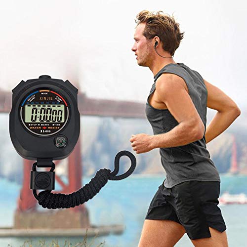 DreamedU Waterproof Digital LCD Stopwatch Chronograph Timer Counter Sports Alarm for Gym Use Unisex (Black)