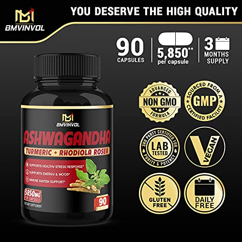 Ashwagandha Capsules 5850 mg Mood & Energy Support Supplement with